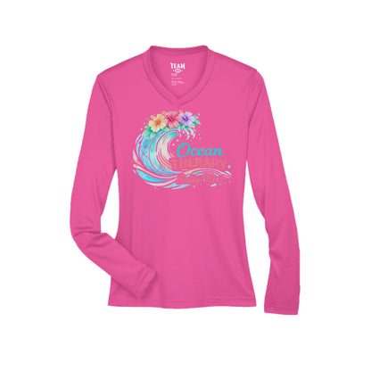 Women's Performance Long Sleeve UV 40+ - Ocean Therapy by Salty Kiss coastal apparel