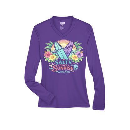 Women's Performance Long Sleeve UV 40+ - Salty Since Sunrise by Salty Kiss coastal apparel