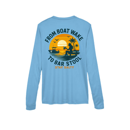 Women's Performance Long Sleeve UV 40+ - From Boat Wake to Bar Stool by Salty Kiss coastal apparel