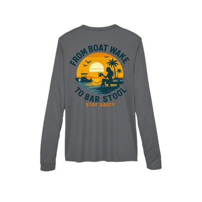 Women's Performance Long Sleeve UV 40+ - From Boat Wake to Bar Stool by Salty Kiss coastal apparel