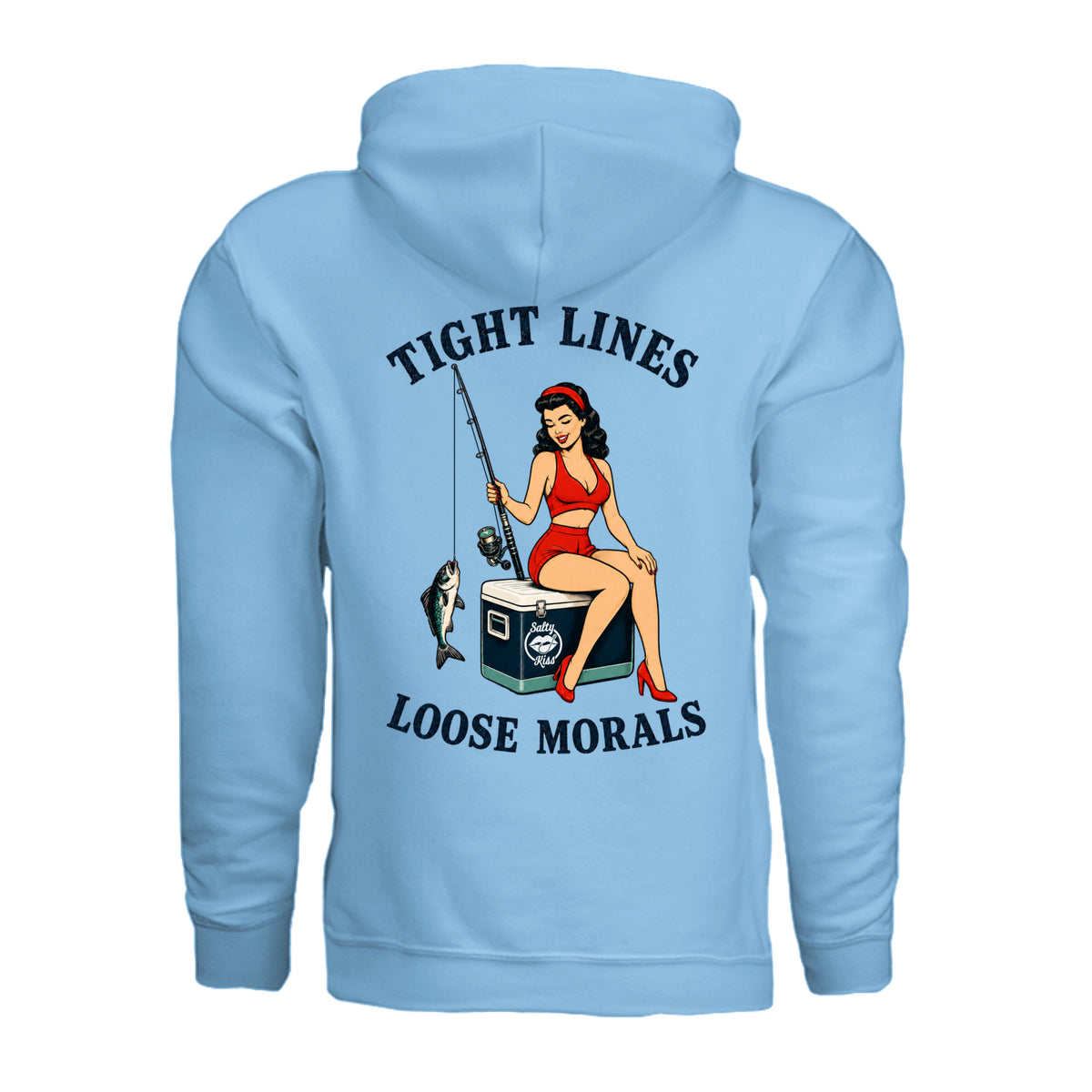 Women's Fishing Hoodie - Tight Lines, Loose Morals by Salty Kiss coastal apparel