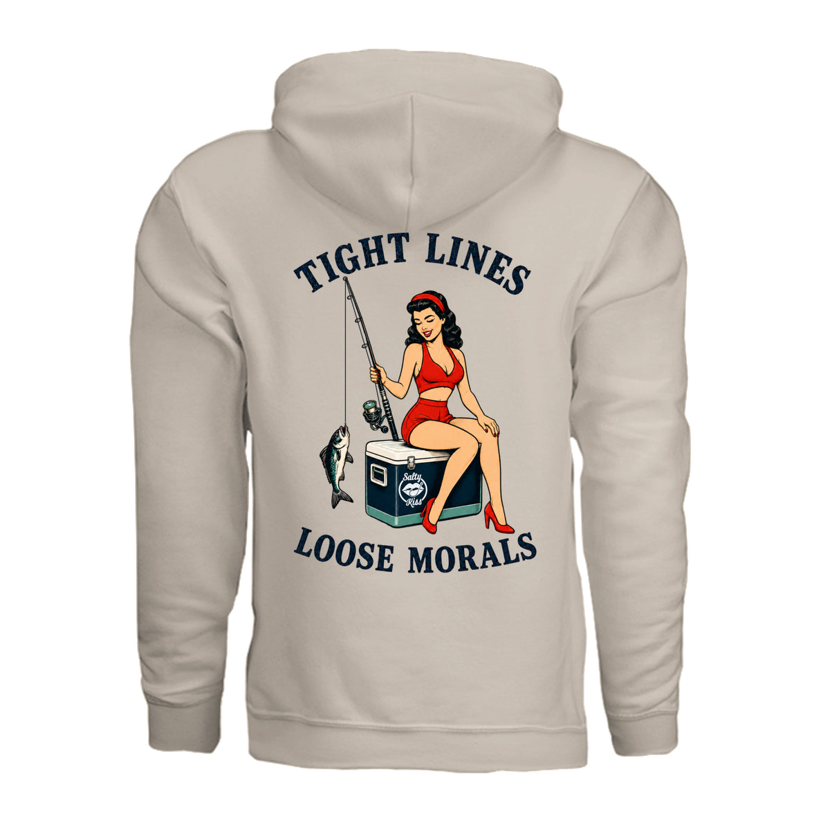 Women's Fishing Hoodie - Tight Lines, Loose Morals by Salty Kiss coastal apparel