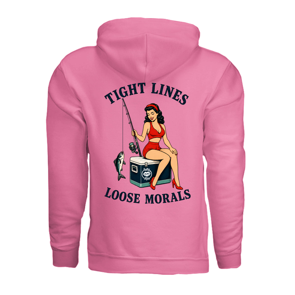 Women's Fishing Hoodie - Tight Lines, Loose Morals by Salty Kiss coastal apparel
