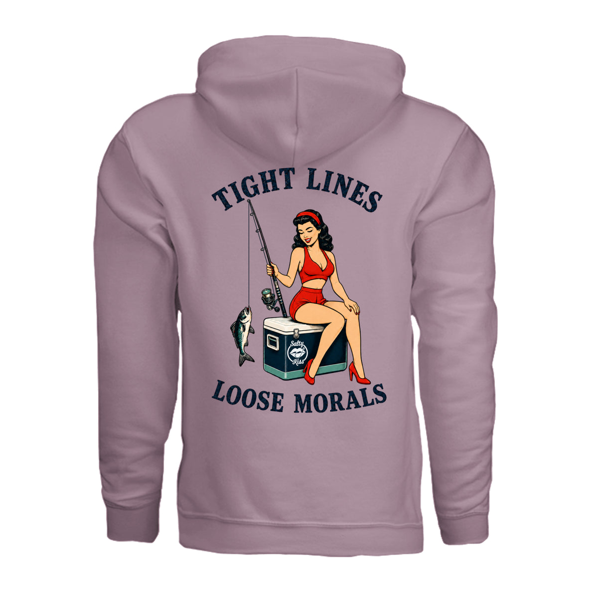 Women's Fishing Hoodie - Tight Lines, Loose Morals by Salty Kiss coastal apparel