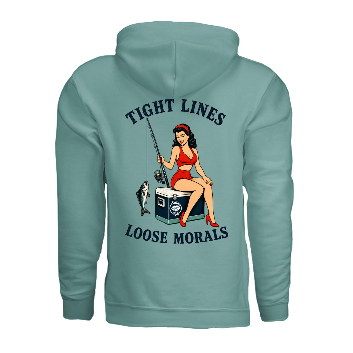 Women's Fishing Hoodie - Tight Lines, Loose Morals by Salty Kiss coastal apparel