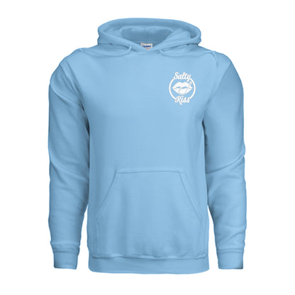 Unisex Hoodie - Salty Kiss White Logo by Salty Kiss coastal apparel