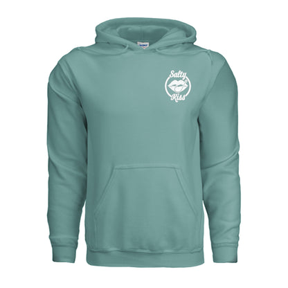 Unisex Hoodie - Salty Kiss White Logo by Salty Kiss coastal apparel
