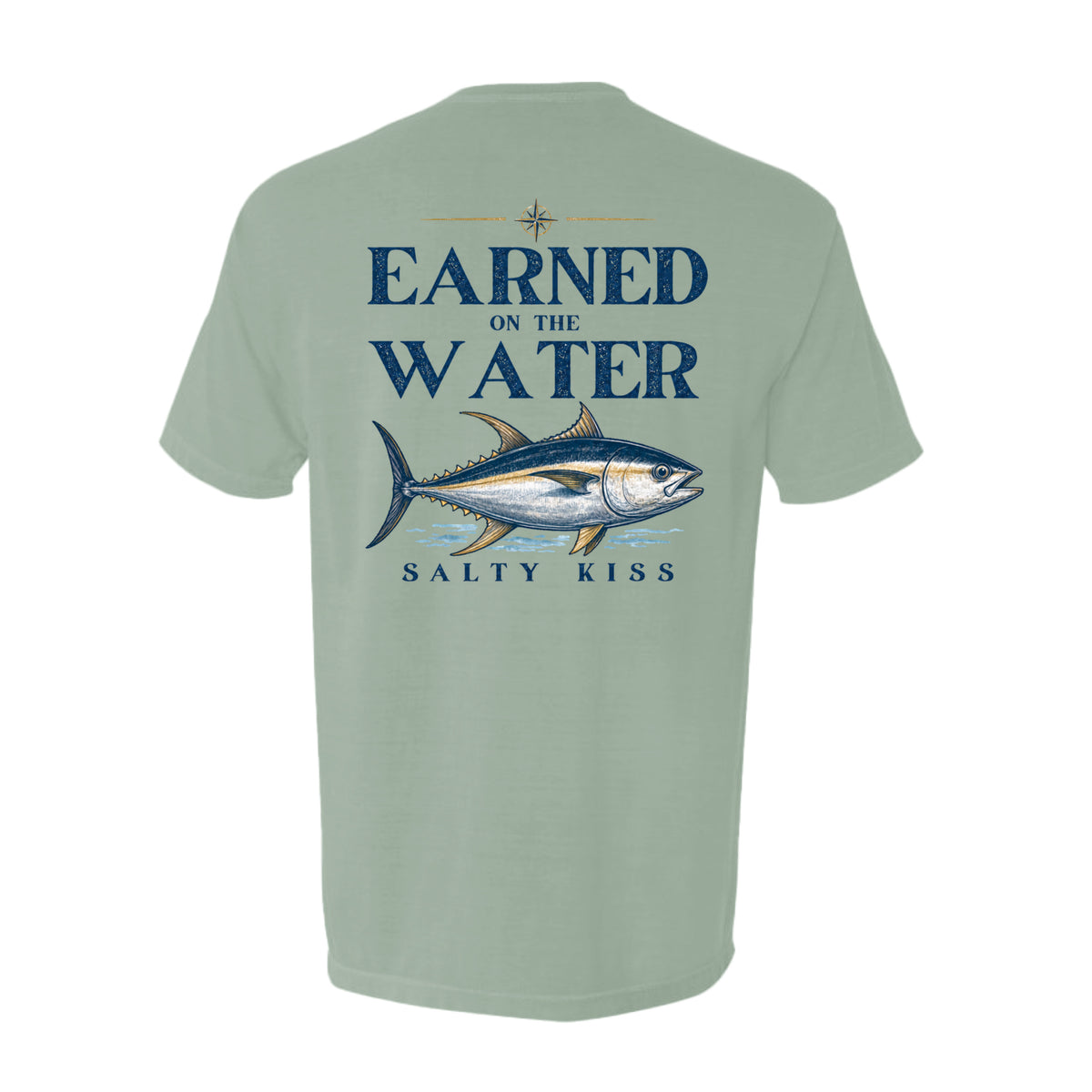 Men's Fishing Pocket Tee - Earned on the Water Yellowfin Tuna by Salty Kiss coastal apparel