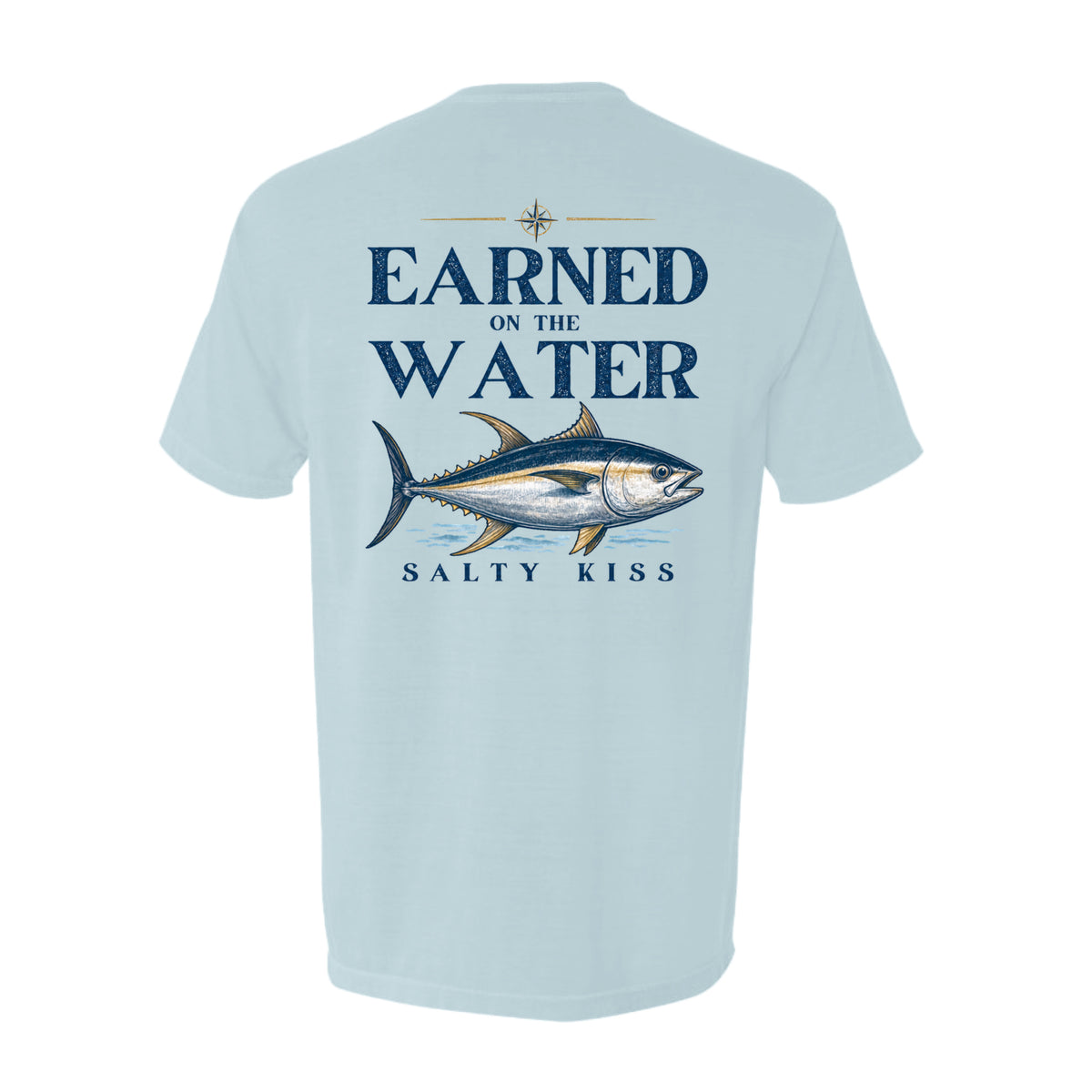 Men's Fishing Pocket Tee - Earned on the Water Yellowfin Tuna by Salty Kiss coastal apparel