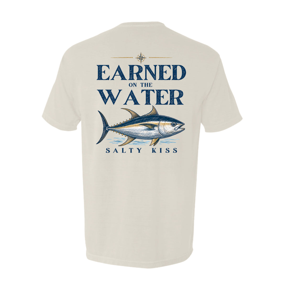 Men's Fishing Pocket Tee - Earned on the Water Yellowfin Tuna by Salty Kiss coastal apparel