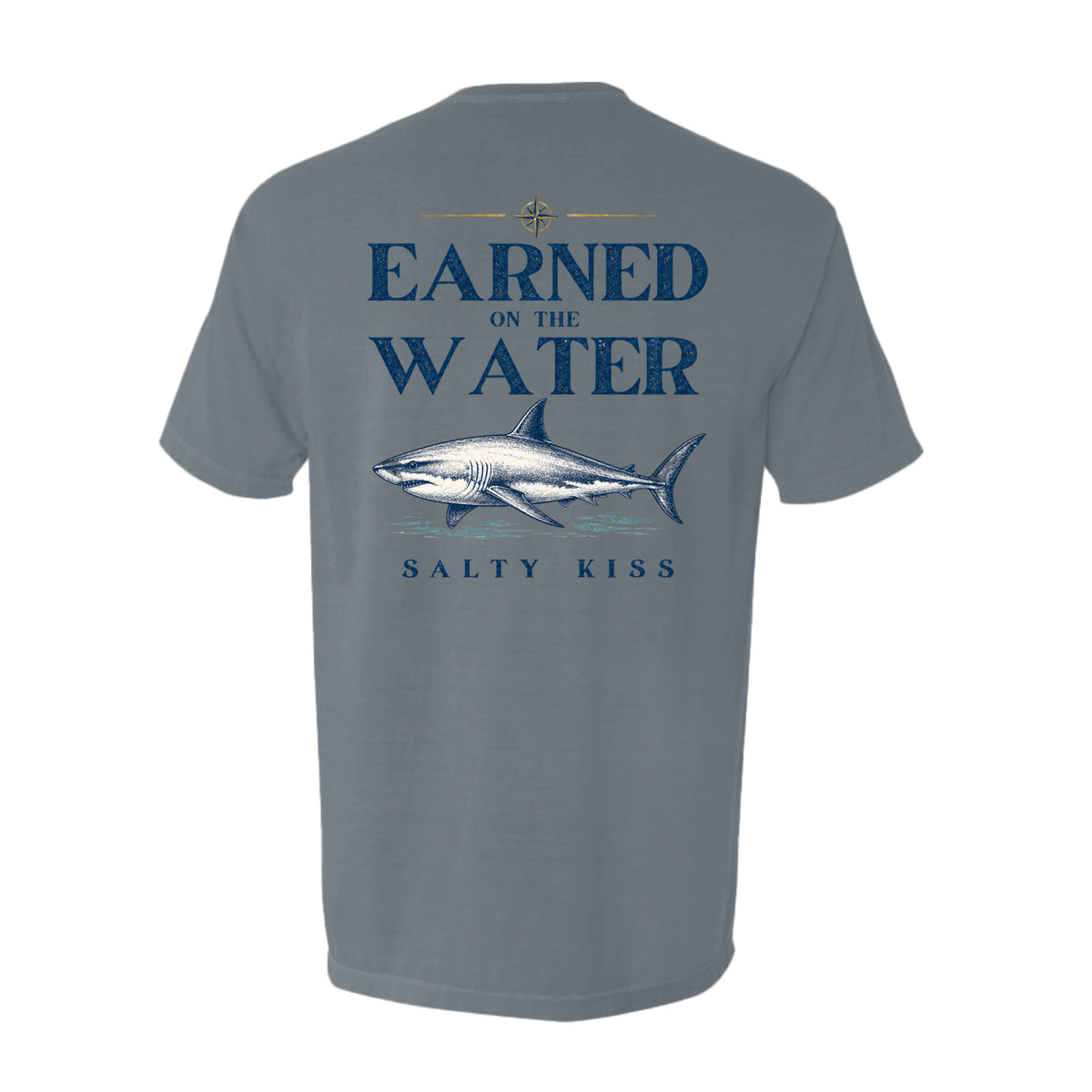 Men's Fishing Pocket Tee - Earned on the Water Great White Shark by Salty Kiss coastal apparel