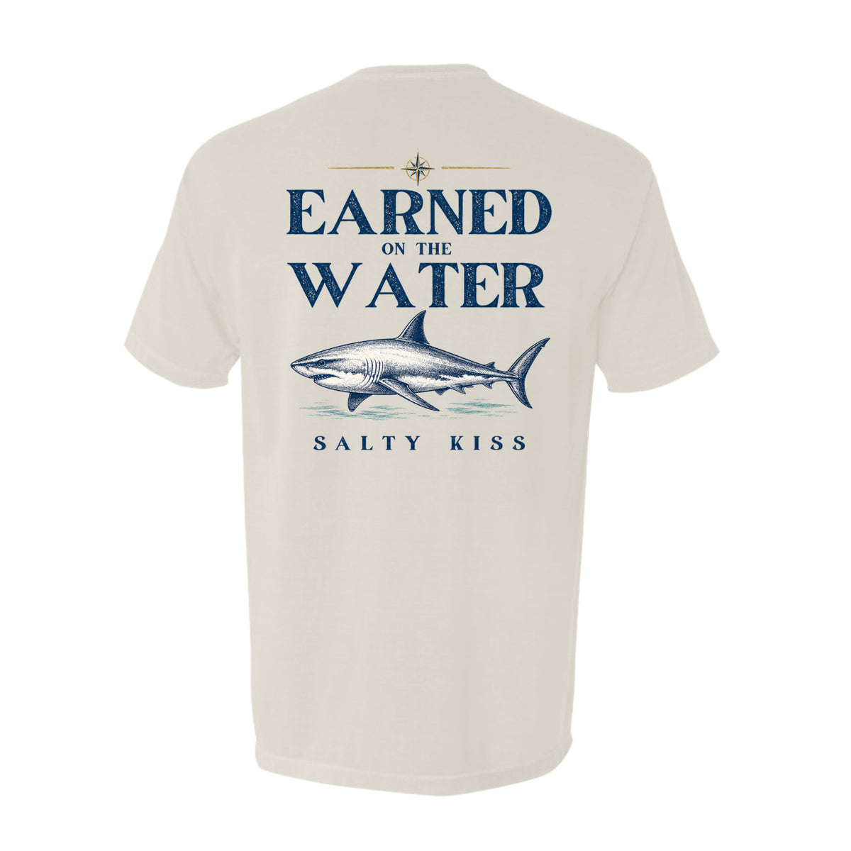 Men's Fishing Pocket Tee - Earned on the Water Great White Shark by Salty Kiss coastal apparel