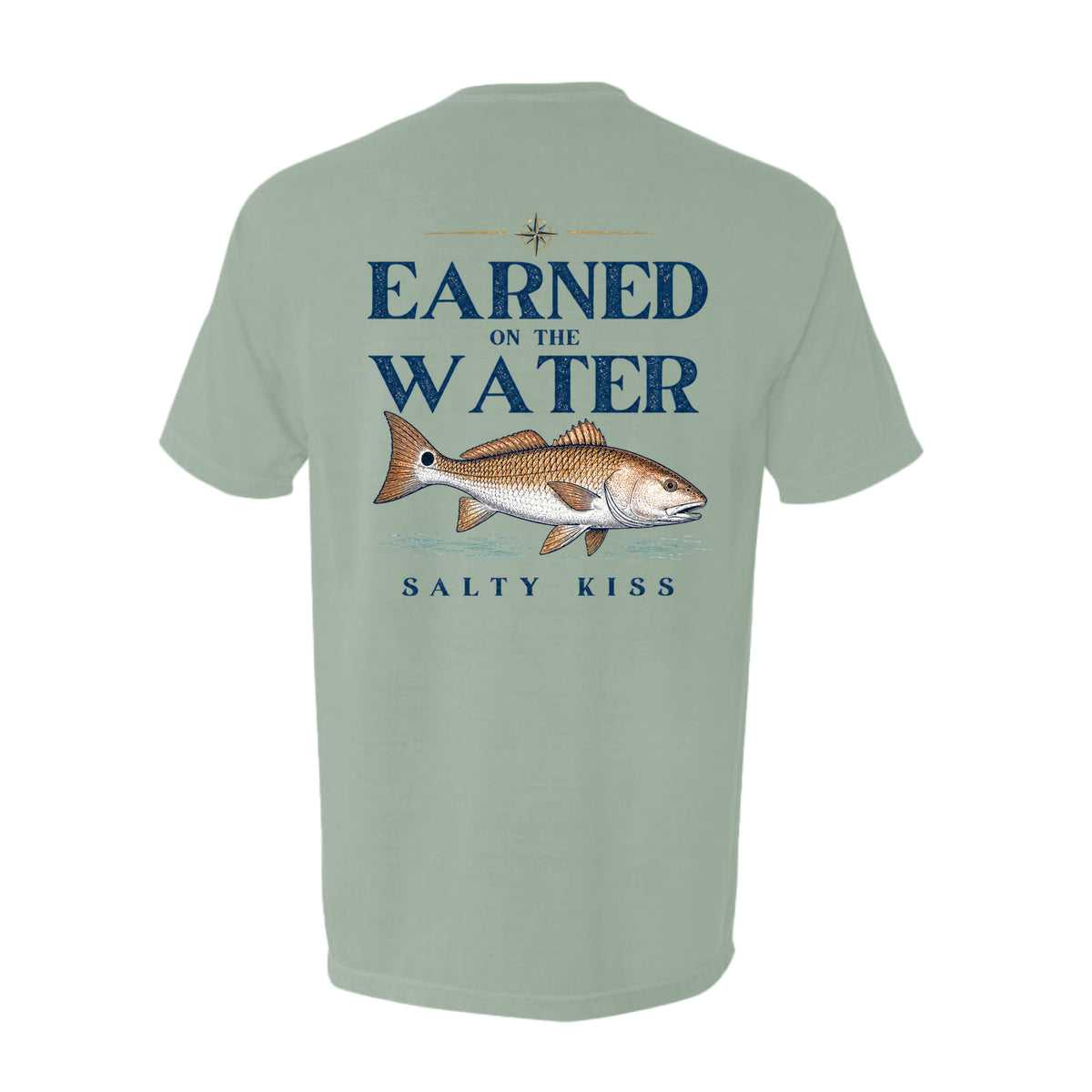 Men's Fishing Pocket Tee - Earned on the Water Redfish by Salty Kiss coastal apparel