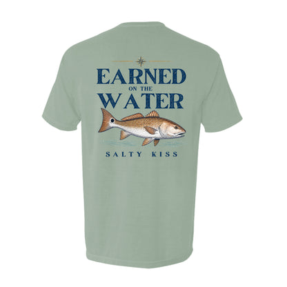 Men's Fishing Pocket Tee - Earned on the Water Redfish by Salty Kiss coastal apparel