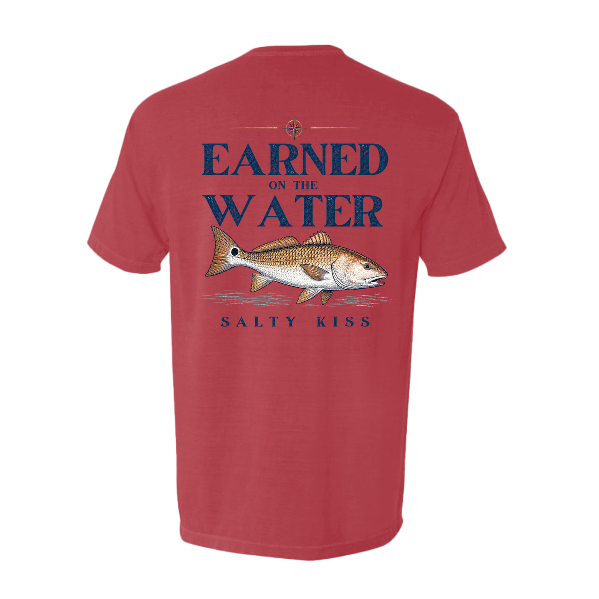Men's Fishing Pocket Tee - Earned on the Water Redfish by Salty Kiss coastal apparel
