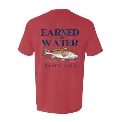 Men's Fishing Pocket Tee - Earned on the Water Redfish by Salty Kiss coastal apparel
