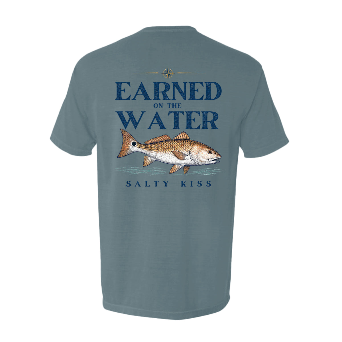 Men's Fishing Pocket Tee - Earned on the Water Redfish by Salty Kiss coastal apparel