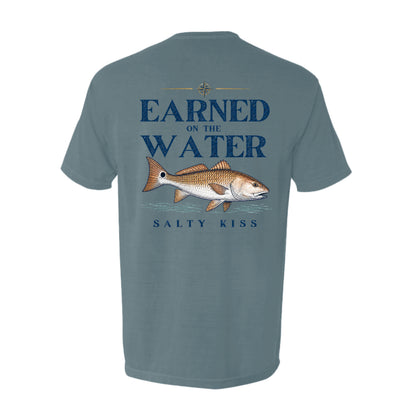 Men's Fishing Pocket Tee - Earned on the Water Redfish by Salty Kiss coastal apparel