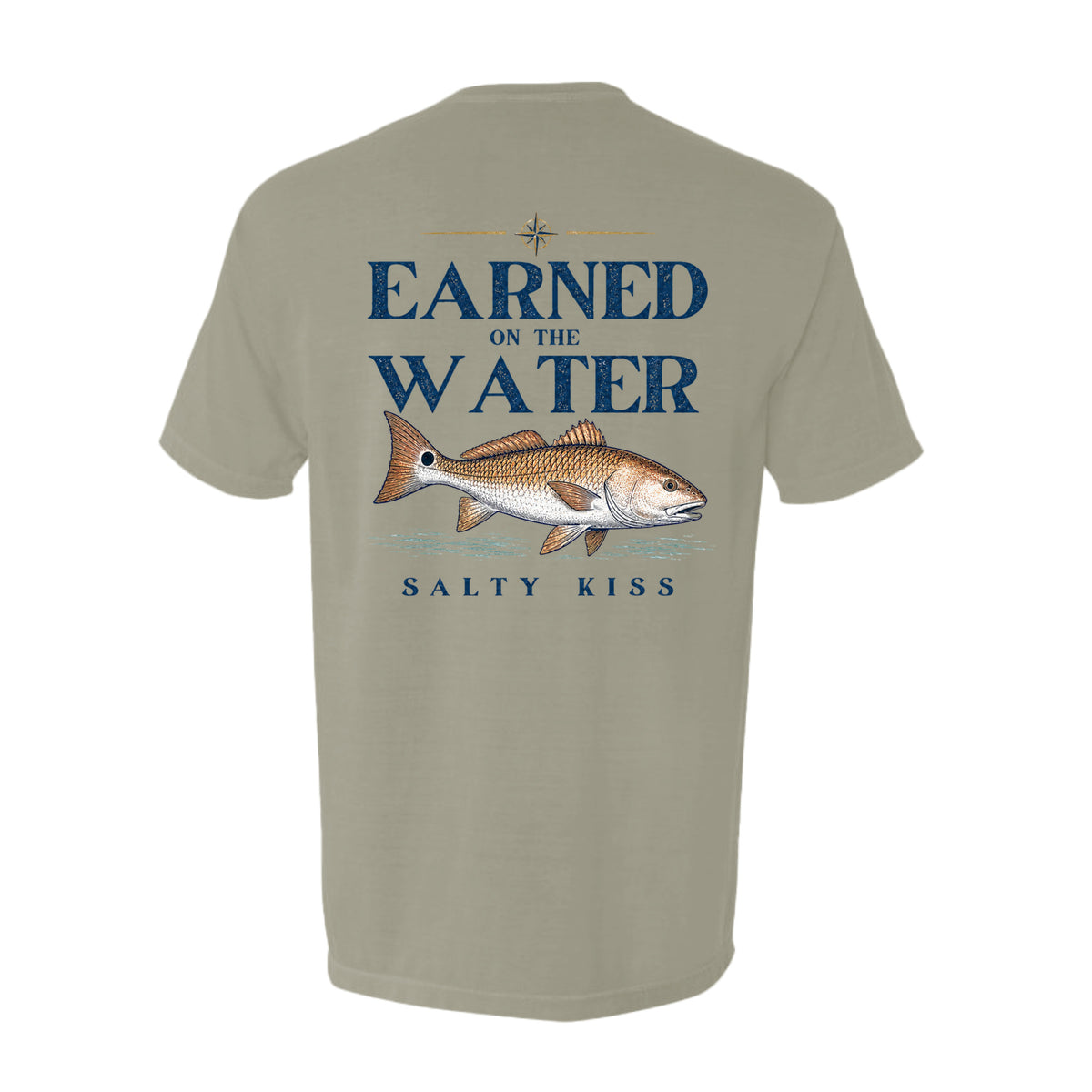 Men's Fishing Pocket Tee - Earned on the Water Redfish by Salty Kiss coastal apparel