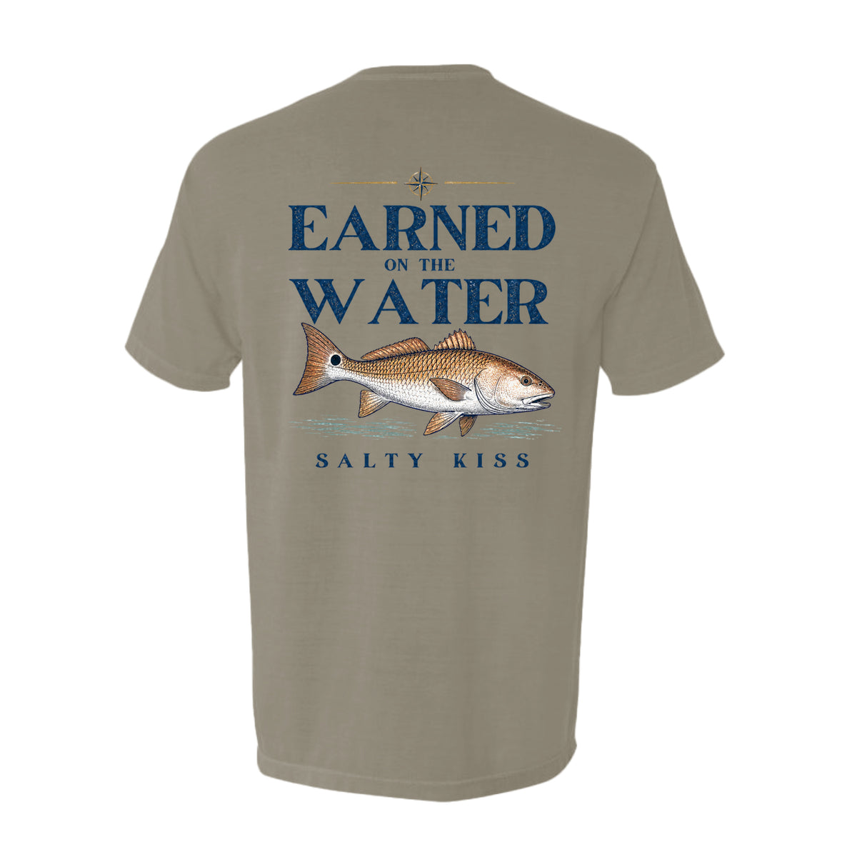 Men's Fishing Pocket Tee - Earned on the Water Redfish by Salty Kiss coastal apparel