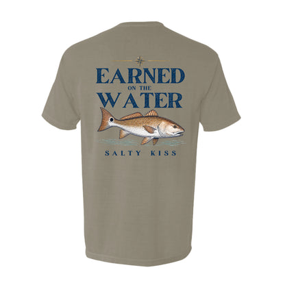Men's Fishing Pocket Tee - Earned on the Water Redfish by Salty Kiss coastal apparel