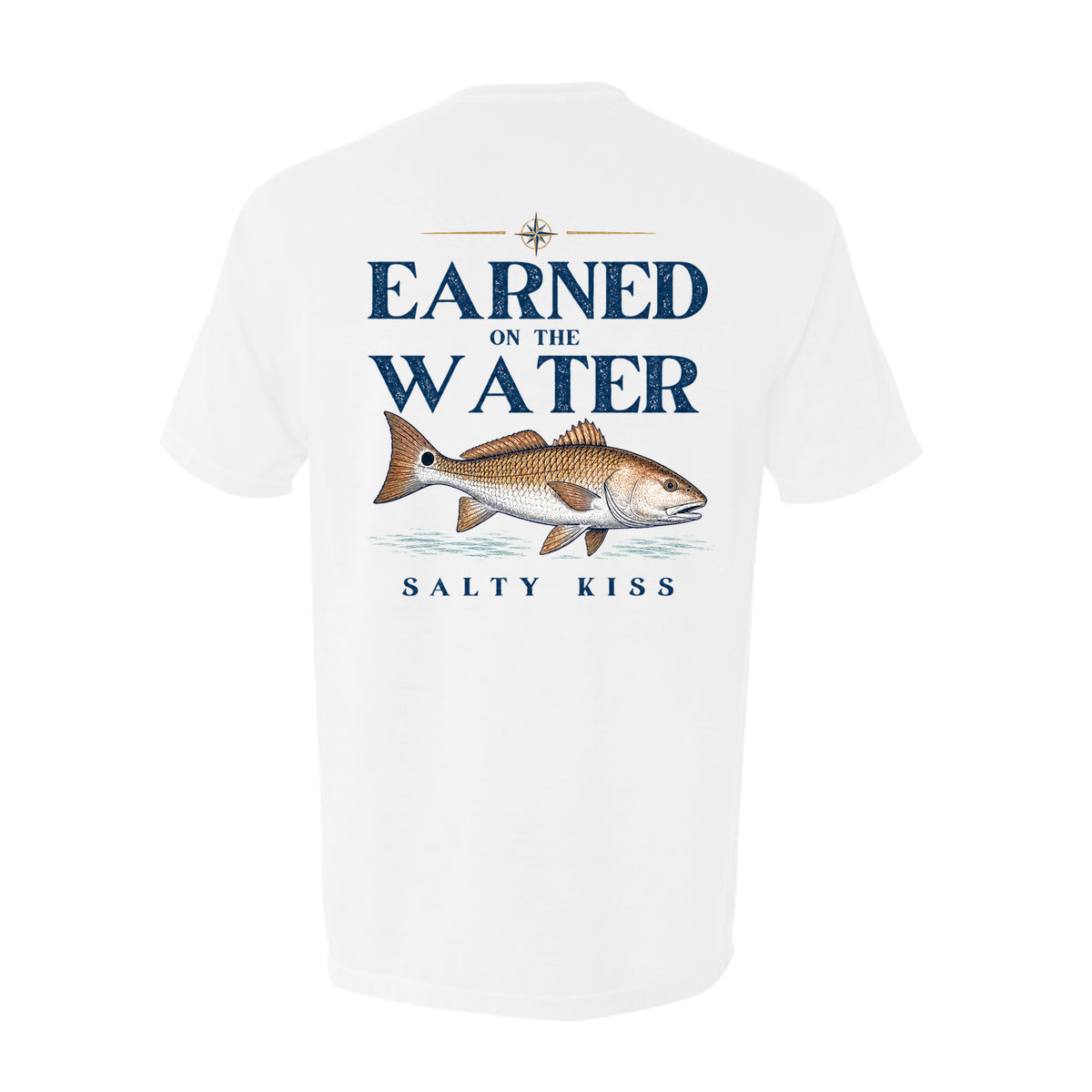 Men's Fishing Pocket Tee - Earned on the Water Redfish by Salty Kiss coastal apparel
