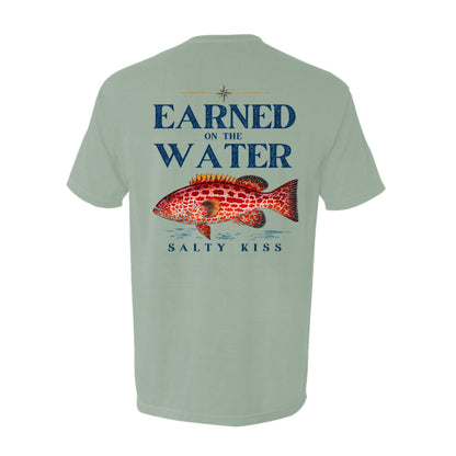 Men's Fishing Pocket Tee - Earned on the Water Grouper by Salty Kiss coastal apparel