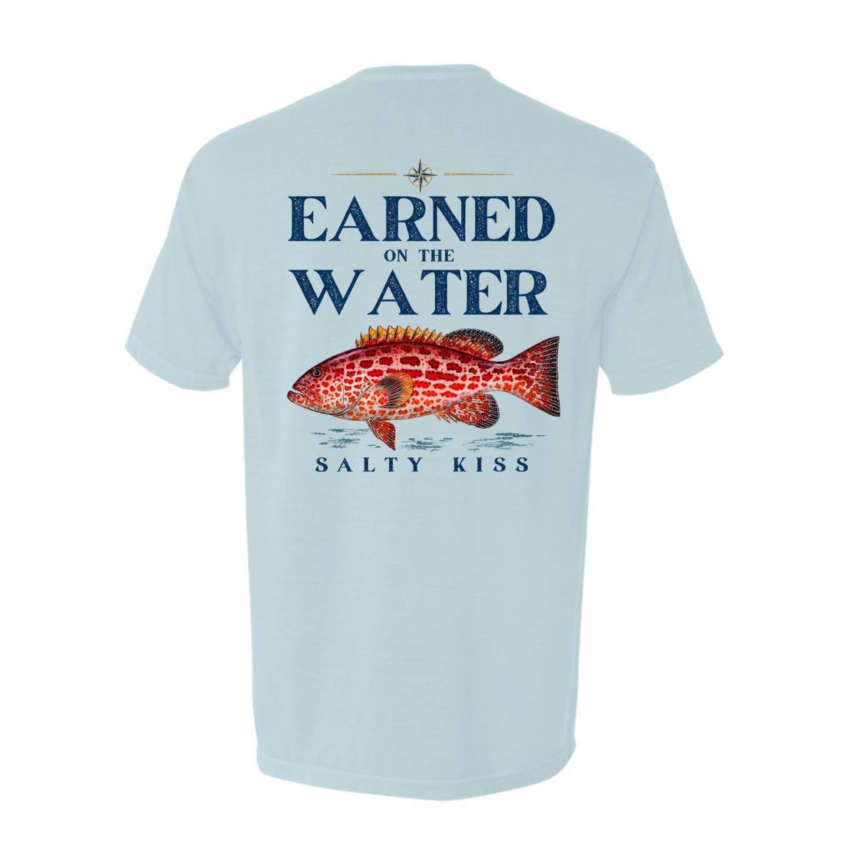 Men's Fishing Pocket Tee - Earned on the Water Grouper by Salty Kiss coastal apparel