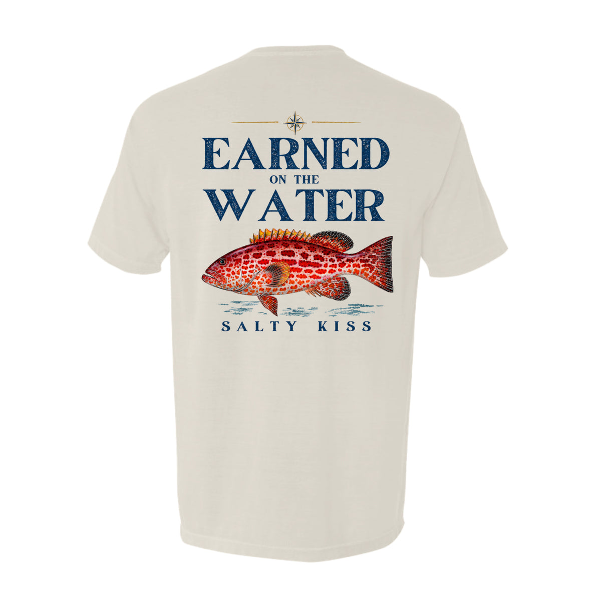 Men's Fishing Pocket Tee - Earned on the Water Grouper by Salty Kiss coastal apparel