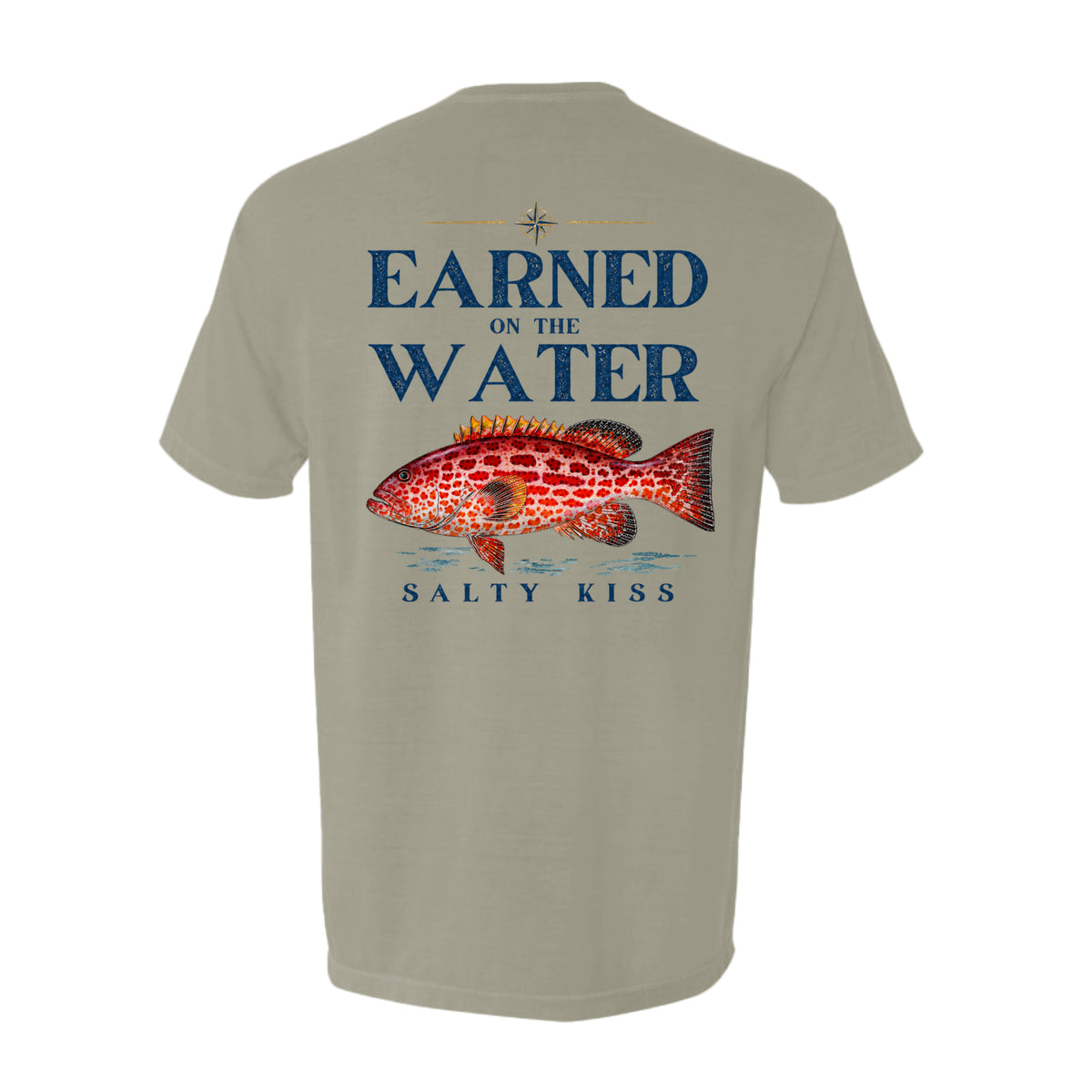 Men's Fishing Pocket Tee - Earned on the Water Grouper by Salty Kiss coastal apparel