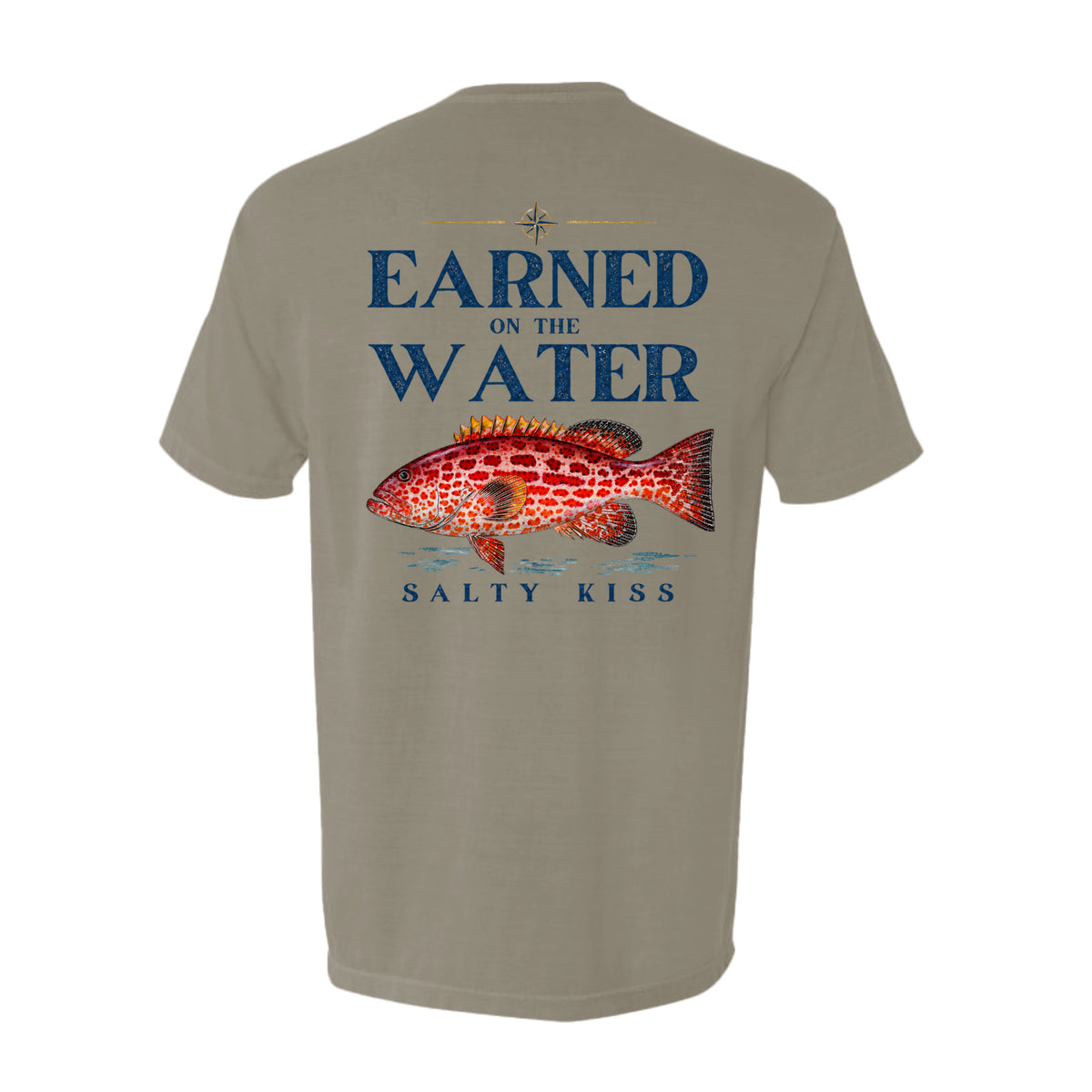 Men's Fishing Pocket Tee - Earned on the Water Grouper by Salty Kiss coastal apparel