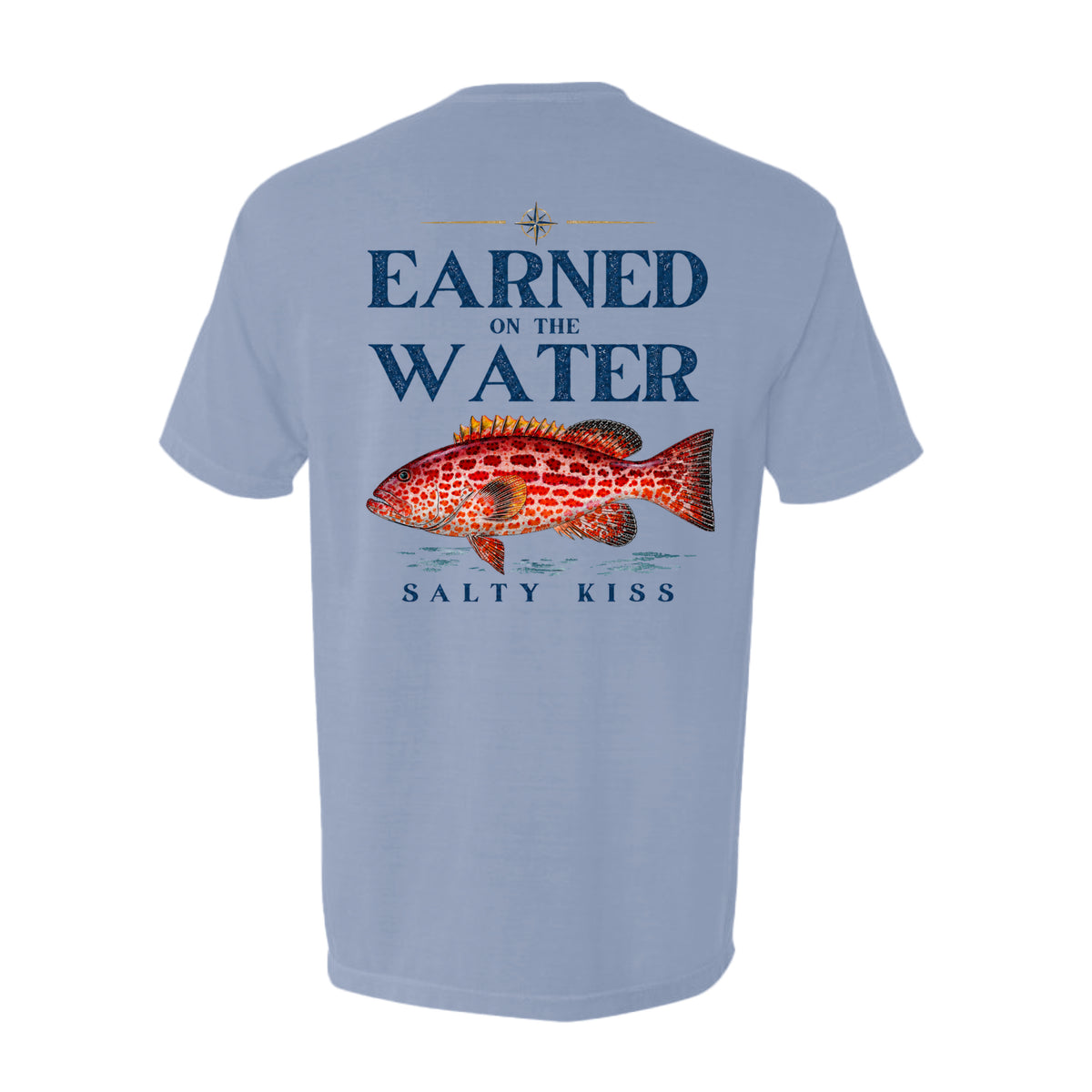Men's Fishing Pocket Tee - Earned on the Water Grouper by Salty Kiss coastal apparel