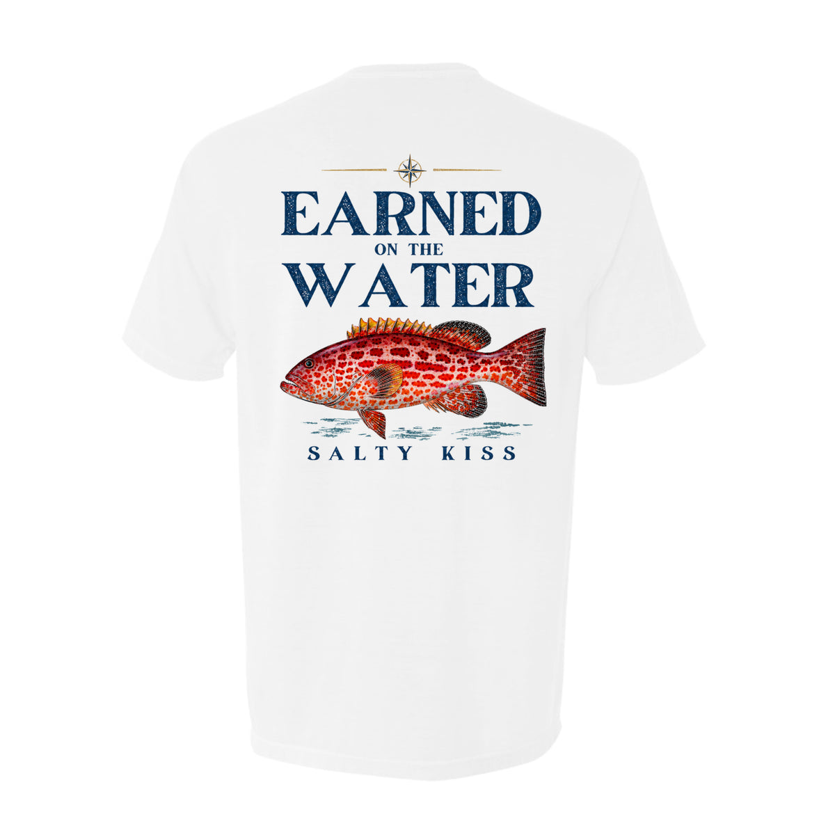 Men's Fishing Pocket Tee - Earned on the Water Grouper by Salty Kiss coastal apparel