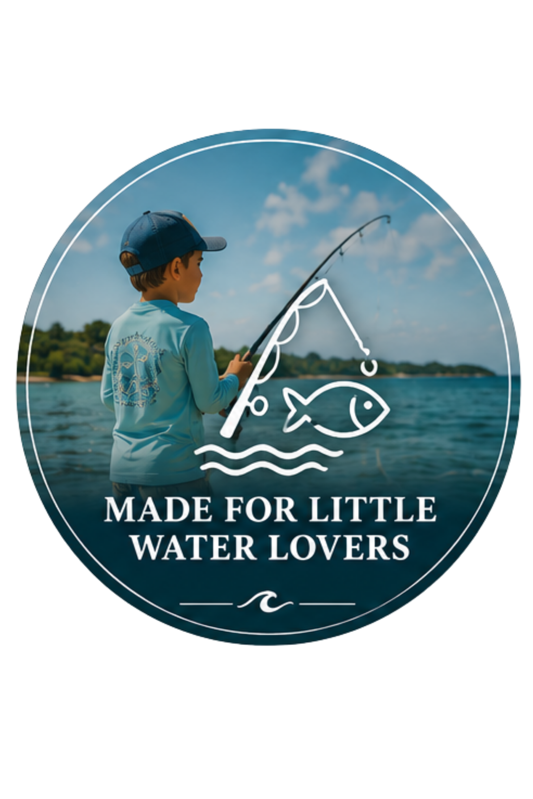 Made for little water lovers badge for Tidepool Troublemaker coastal kids clothing.