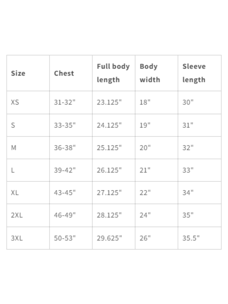 Women's Performance Long Sleeve UV 40+ - Professional Hook Decorator size chart