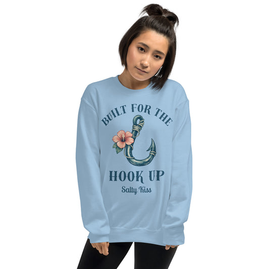 Women's Fishing Sweatshirt - Built for the Hook Up by Salty Kiss coastal apparel
