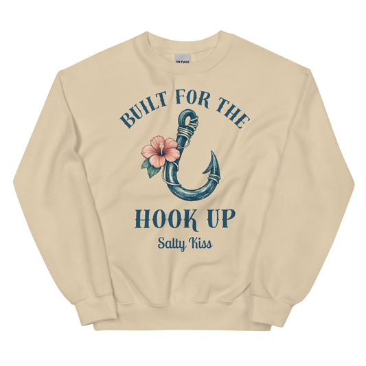 Women's Fishing Sweatshirt - Built for the Hook Up by Salty Kiss coastal apparel