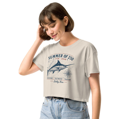 Women’s crop top freedom 250 by Salty Kiss coastal apparel
