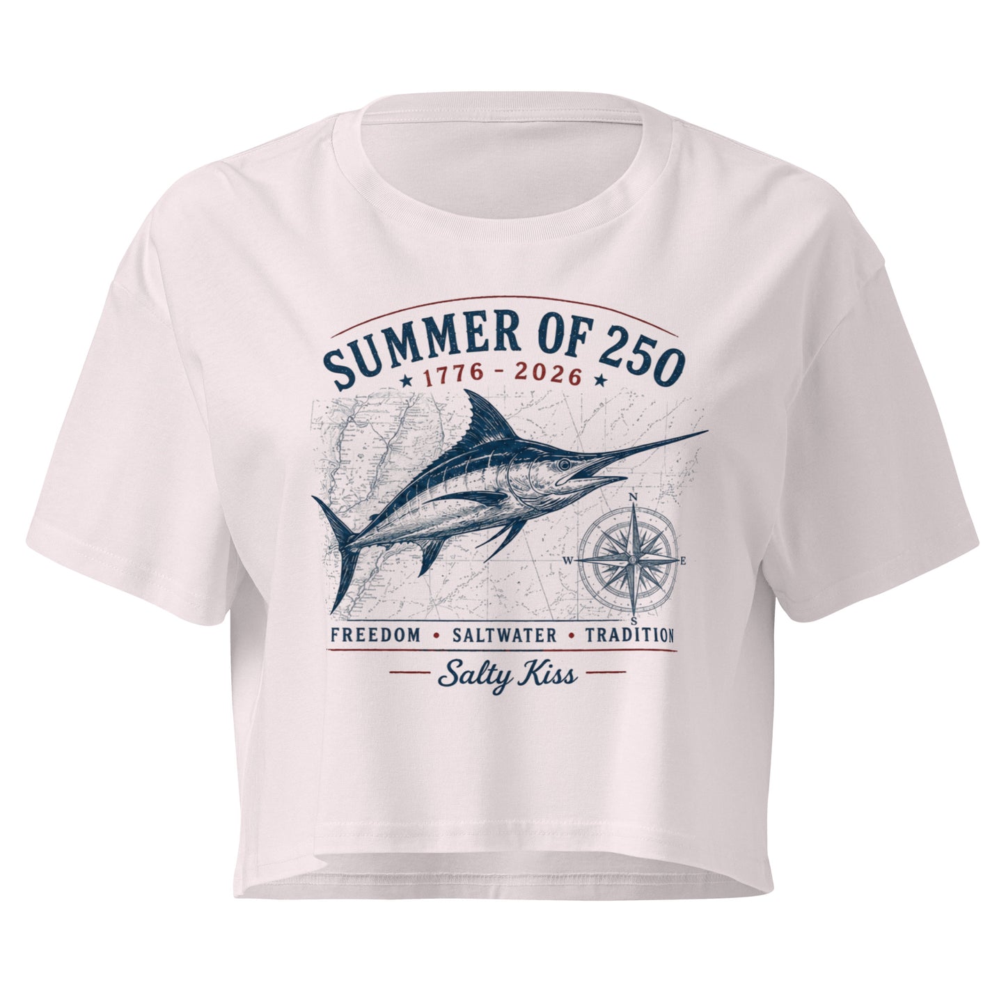 Women’s crop top freedom 250 by Salty Kiss coastal apparel