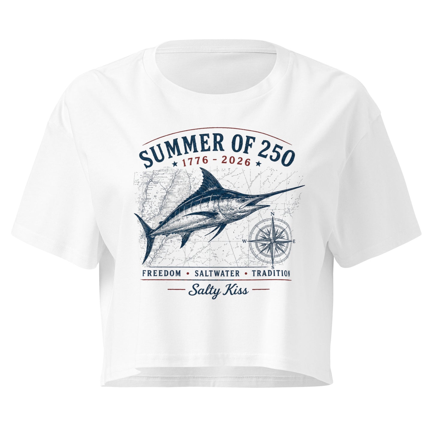 Women’s crop top freedom 250 by Salty Kiss coastal apparel