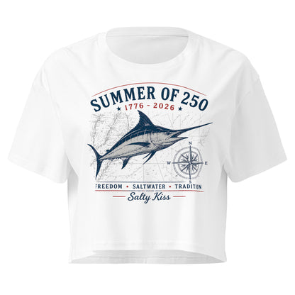 Summer of 250 Coastal Crop Top - Freedom Saltwater Marlin by Salty Kiss coastal apparel