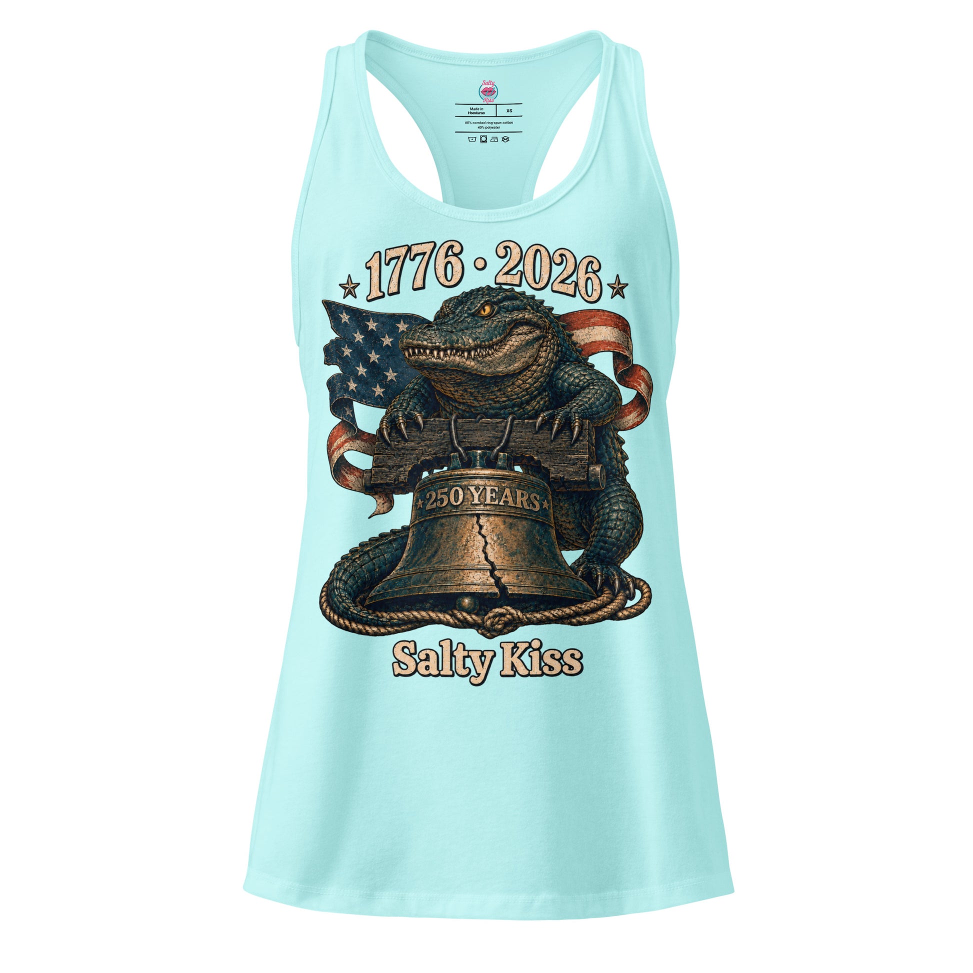250 Years of Freedom Women's Racerback Tank - Liberty Bell Gator by Salty Kiss coastal apparel