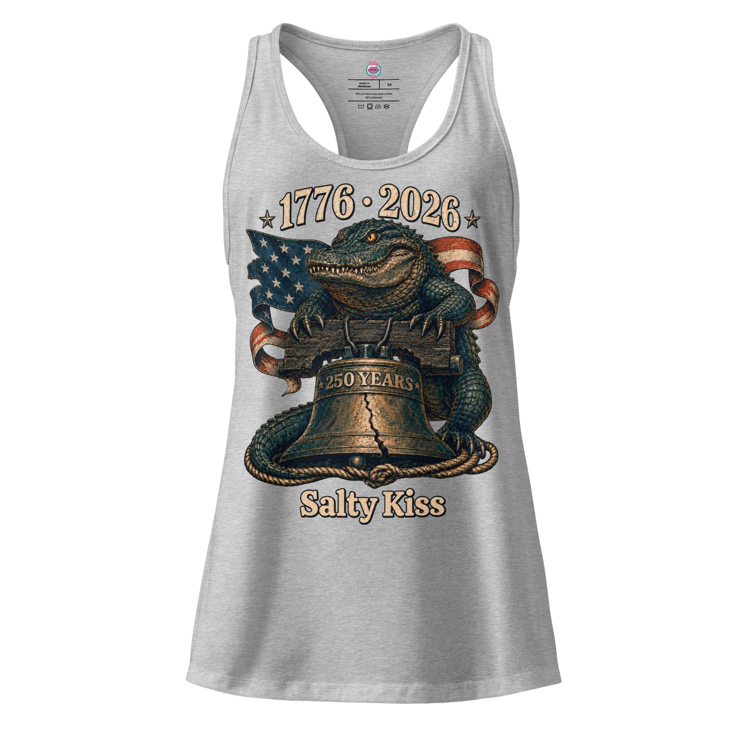 250 Years of Freedom Women's Racerback Tank - Liberty Bell Gator by Salty Kiss coastal apparel