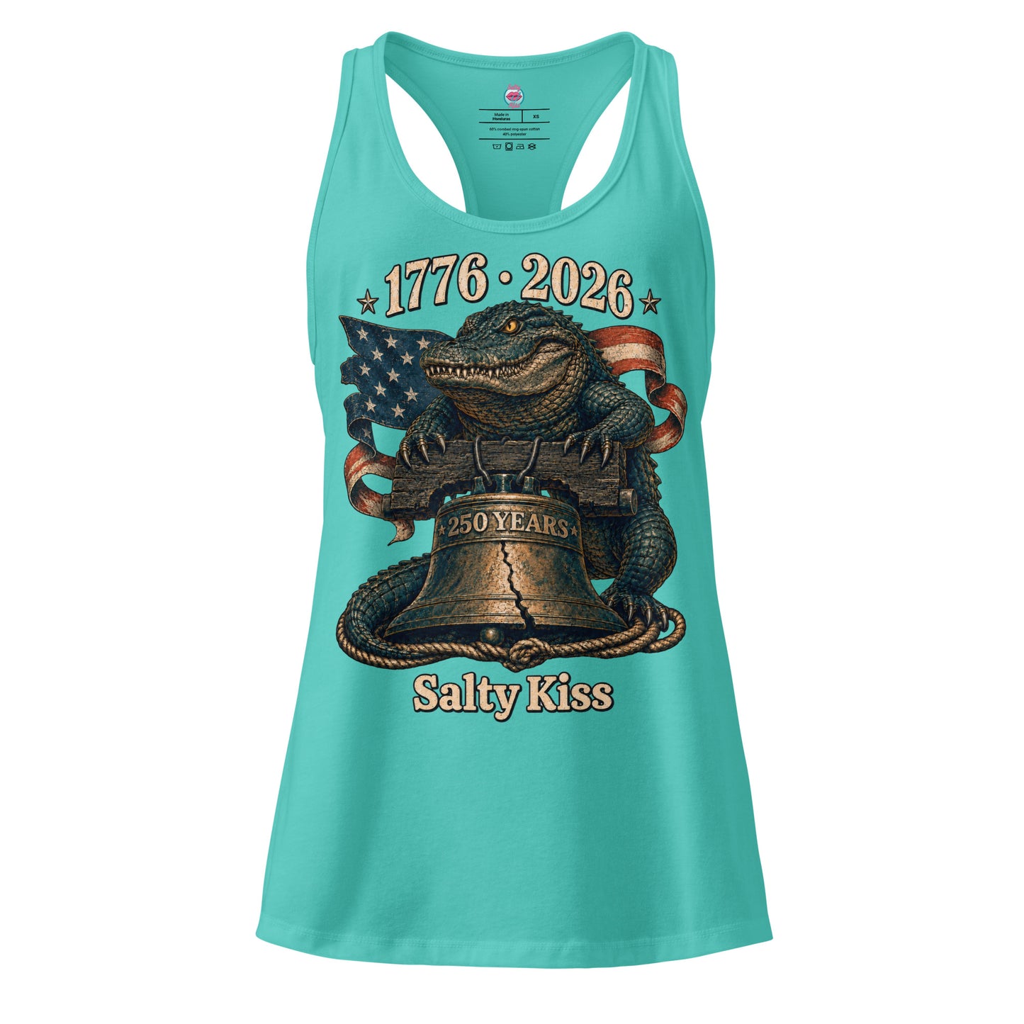 250 Years of Freedom Women's Racerback Tank - Liberty Bell Gator by Salty Kiss coastal apparel