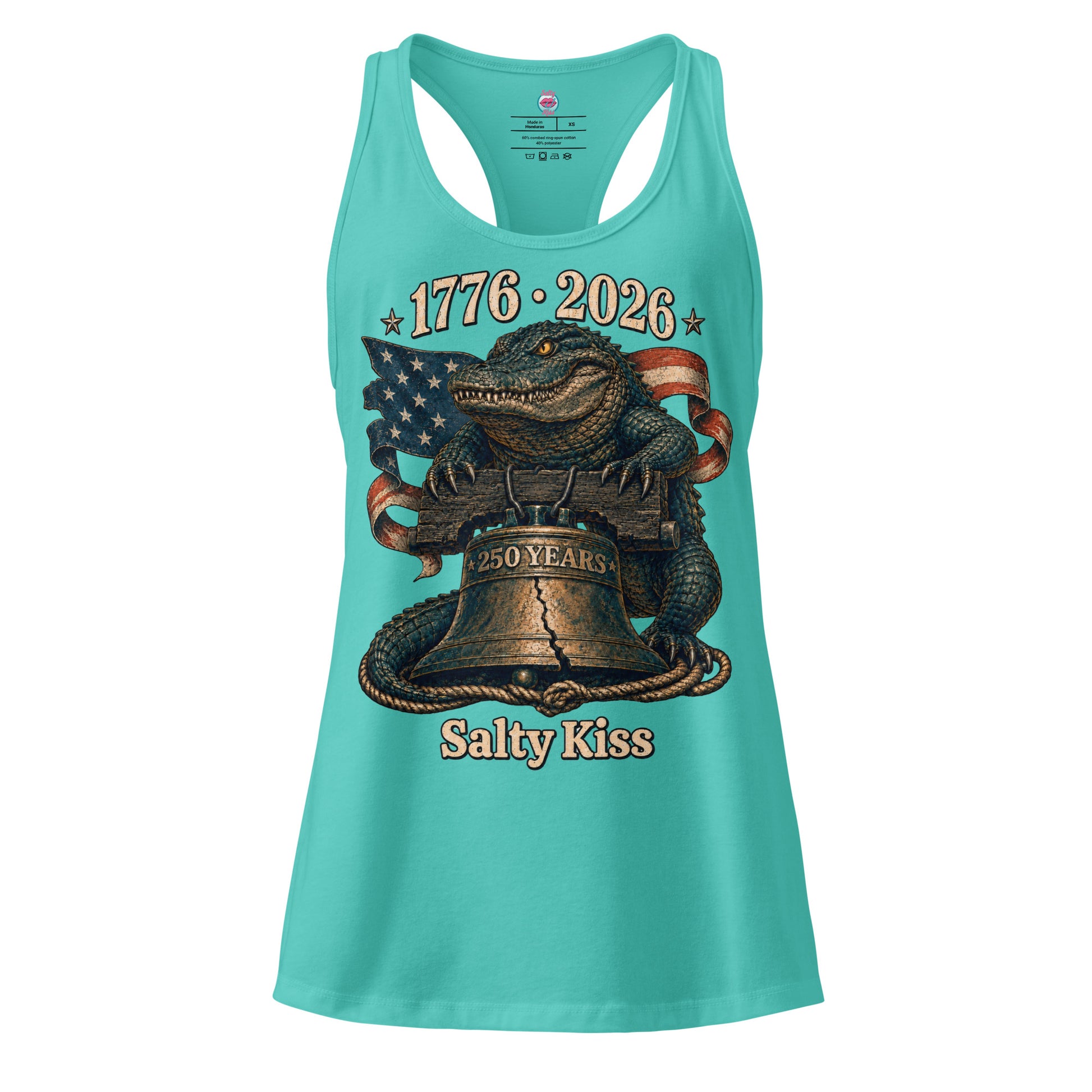 250 Years of Freedom Women's Racerback Tank - Liberty Bell Gator by Salty Kiss coastal apparel