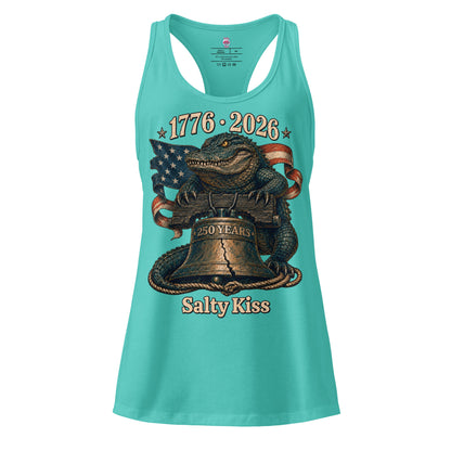 250 Years of Freedom Women's Racerback Tank - Liberty Bell Gator by Salty Kiss coastal apparel
