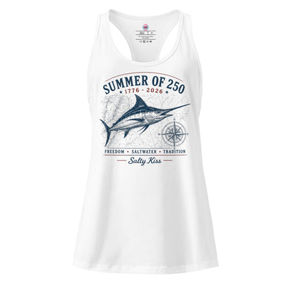 Women’s fitted racerback tank top freedom by Salty Kiss coastal apparel