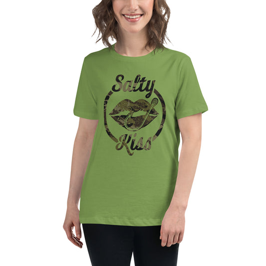 Women's Relaxed Tee - Salty Kiss Camo Logo by Salty Kiss coastal apparel