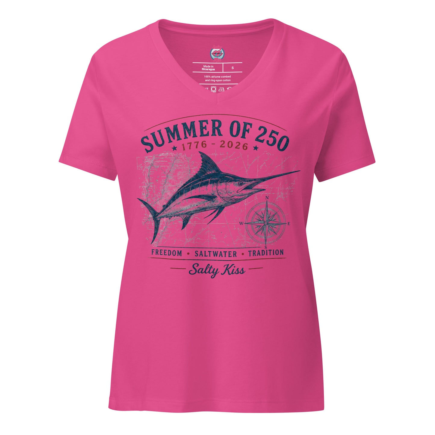 Women’s relaxed v-neck t-shirt frredom by Salty Kiss coastal apparel