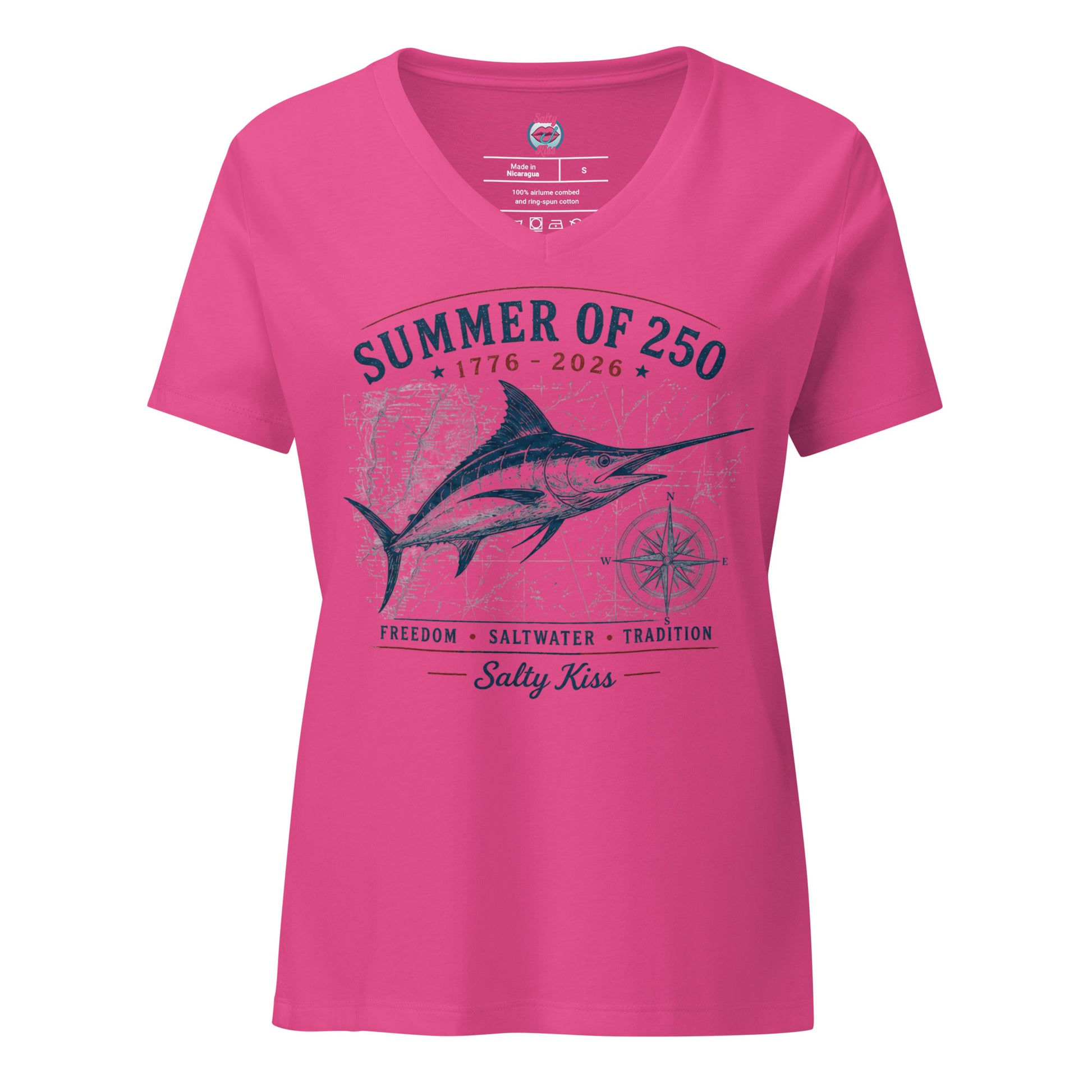 Women’s relaxed v-neck t-shirt frredom by Salty Kiss coastal apparel